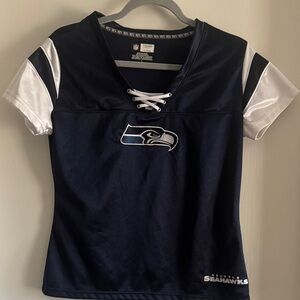 Team Apparel women’s Seahawks Navy and White Jersey